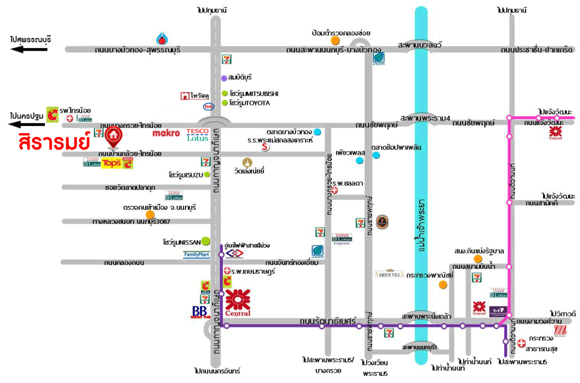 *****ทาวน์เฮ้าส์มือสองนนทบุรี โครงการ สิรารมย์ บ้านกล้วย-ไทรน้อย เนื้อที่ 34.60 ตร.ว. พื้นที่ใช้สอย 135 ตร.ม. ฟังก์ชัน 3 ห้องนอน 2 ห้องน้ำ 2 ที่จอดรถ บนทำเลแห่งการเดินทาง ใกล้รถไฟฟ้าสายสีม่วง "สถานีคลองบางไผ่" ใกล้จุดขึ้นทางด่วน "กาญจนาภิเษก -จตุจักร" และเซ็นทรัลเวสต์เกต